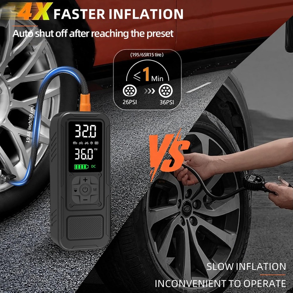 6000mAh Cordless Tire Inflator - Air Compressor ulasan dan harga